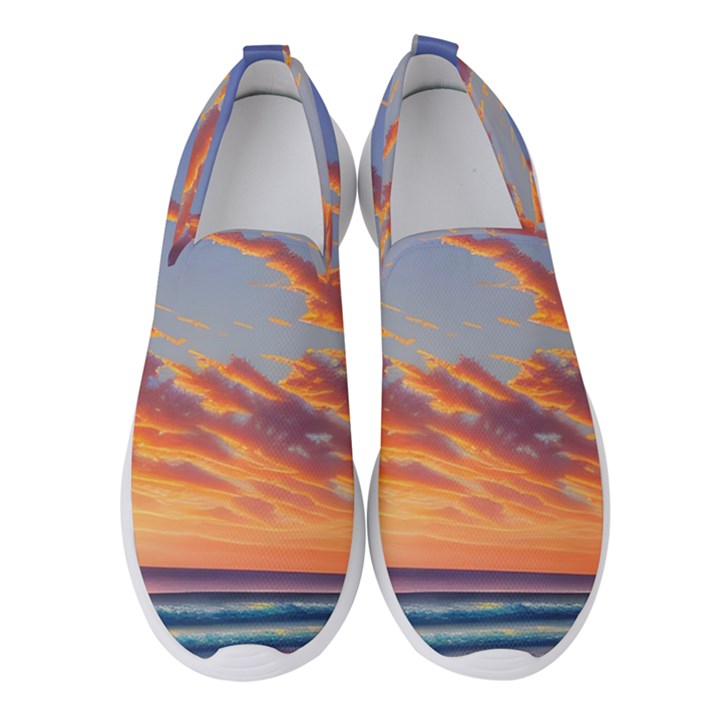 Summer Sunset Over Beach Women s Slip On Sneakers