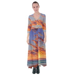 Summer Sunset Over Beach Button Up Maxi Dress by GardenOfOphir