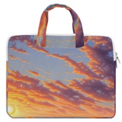 Summer Sunset Over Beach Macbook Pro 13  Double Pocket Laptop Bag by GardenOfOphir