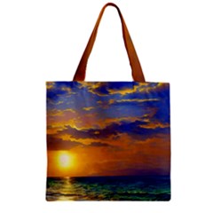 Nature Sunset Zipper Grocery Tote Bag by GardenOfOphir