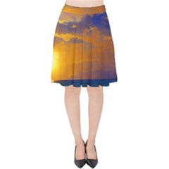 Nature Sunset Velvet High Waist Skirt by GardenOfOphir