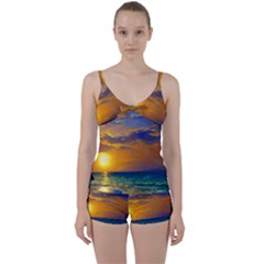 Nature Sunset Tie Front Two Piece Tankini by GardenOfOphir