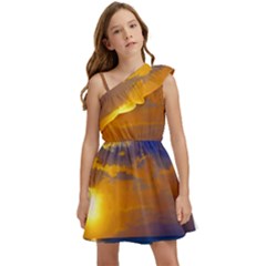 Nature Sunset Kids  One Shoulder Party Dress by GardenOfOphir