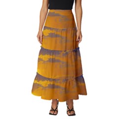 Nature Sunset Tiered Ruffle Maxi Skirt by GardenOfOphir