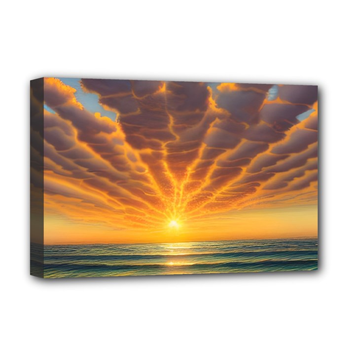 Waves At Sunset Deluxe Canvas 18  x 12  (Stretched)