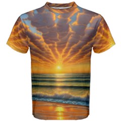 Waves At Sunset Men s Cotton Tee by GardenOfOphir