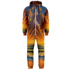 Waves At Sunset Hooded Jumpsuit (men) by GardenOfOphir