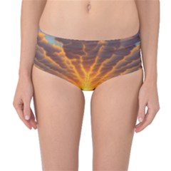 Waves At Sunset Mid-waist Bikini Bottoms by GardenOfOphir