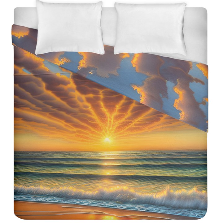 Waves At Sunset Duvet Cover Double Side (King Size)