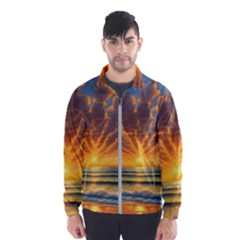 Waves At Sunset Men s Windbreaker by GardenOfOphir