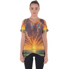 Waves At Sunset Cut Out Side Drop Tee by GardenOfOphir