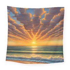 Waves At Sunset Square Tapestry (large) by GardenOfOphir