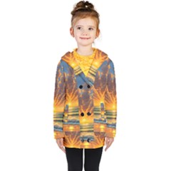 Waves At Sunset Kids  Double Breasted Button Coat by GardenOfOphir