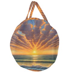 Waves At Sunset Giant Round Zipper Tote by GardenOfOphir