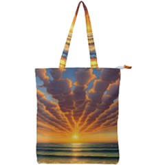 Waves At Sunset Double Zip Up Tote Bag by GardenOfOphir