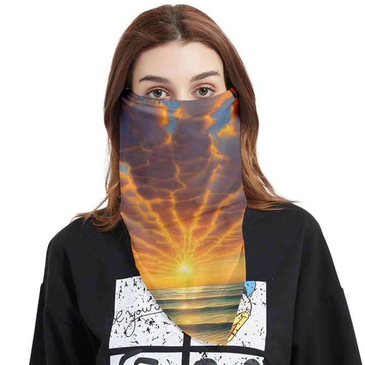 Waves At Sunset Face Covering Bandana (Triangle)