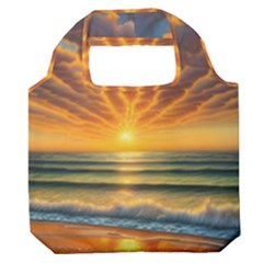 Waves At Sunset Premium Foldable Grocery Recycle Bag by GardenOfOphir