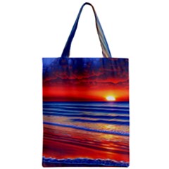 Golden Sunset Over Beach Zipper Classic Tote Bag by GardenOfOphir