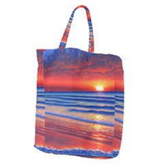 Golden Sunset Over Beach Giant Grocery Tote by GardenOfOphir