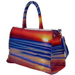 Golden Sunset Over Beach Duffel Travel Bag by GardenOfOphir