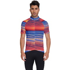 Golden Sunset Over Beach Men s Short Sleeve Cycling Jersey by GardenOfOphir