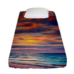 Serene Sunset Over Beach Fitted Sheet (single Size) by GardenOfOphir