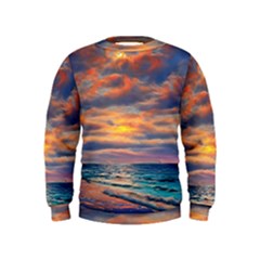 Serene Sunset Over Beach Kids  Sweatshirt by GardenOfOphir