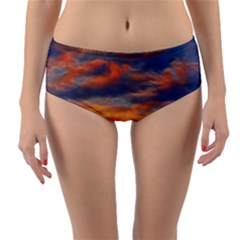 Serene Sunset Over Beach Reversible Mid-waist Bikini Bottoms by GardenOfOphir