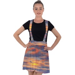 Serene Sunset Over Beach Velvet Suspender Skater Skirt by GardenOfOphir