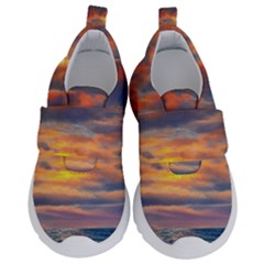 Serene Sunset Over Beach Kids  Velcro No Lace Shoes by GardenOfOphir