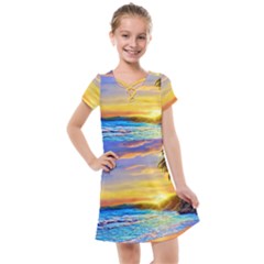 Sunrise At The Beach Kids  Cross Web Dress by GardenOfOphir