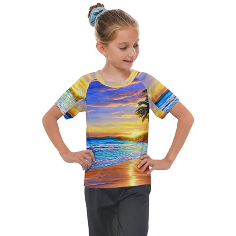 Sunrise At The Beach Kids  Mesh Piece Tee by GardenOfOphir