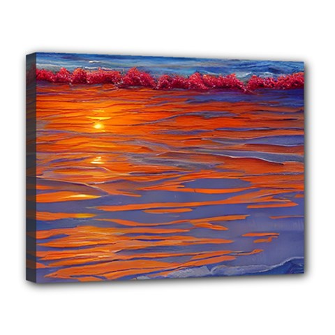 Sunset At The Beach Canvas 14  X 11  (stretched) by GardenOfOphir