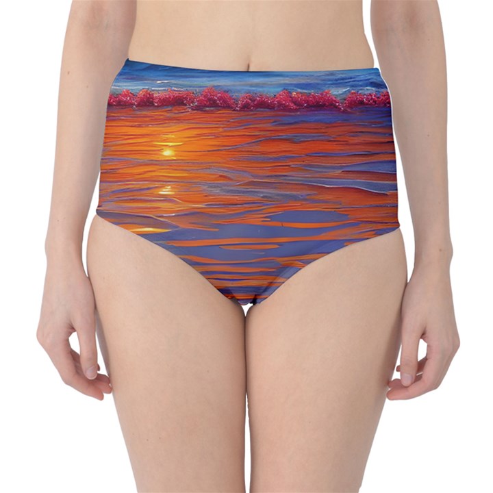 Sunset At The Beach Classic High-Waist Bikini Bottoms