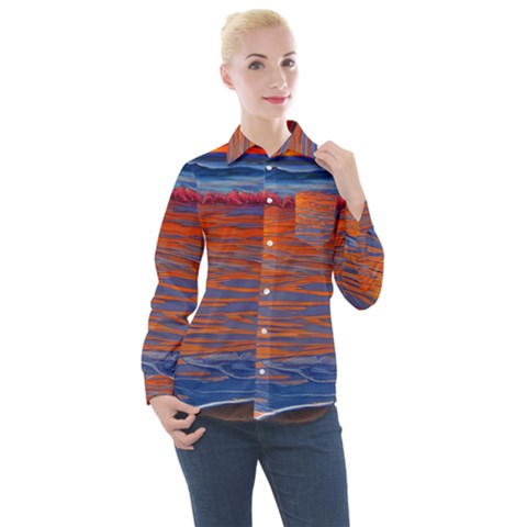 Sunset At The Beach Women s Long Sleeve Pocket Shirt by GardenOfOphir