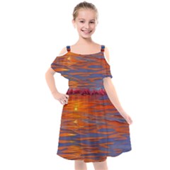 Sunset At The Beach Kids  Cut Out Shoulders Chiffon Dress by GardenOfOphir