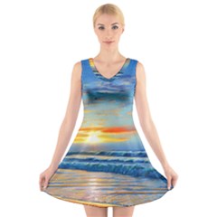 Reflecting On A Perfect Day V-neck Sleeveless Dress by GardenOfOphir