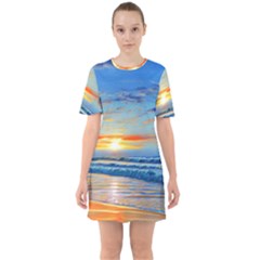 Reflecting On A Perfect Day Sixties Short Sleeve Mini Dress by GardenOfOphir