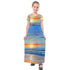 Reflecting On A Perfect Day Kids  Short Sleeve Maxi Dress by GardenOfOphir