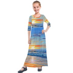 Reflecting On A Perfect Day Kids  Quarter Sleeve Maxi Dress by GardenOfOphir