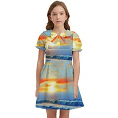 Reflecting On A Perfect Day Kids  Bow Tie Puff Sleeve Dress by GardenOfOphir