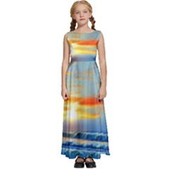 Reflecting On A Perfect Day Kids  Satin Sleeveless Maxi Dress by GardenOfOphir