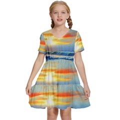 Reflecting On A Perfect Day Kids  Short Sleeve Tiered Mini Dress by GardenOfOphir