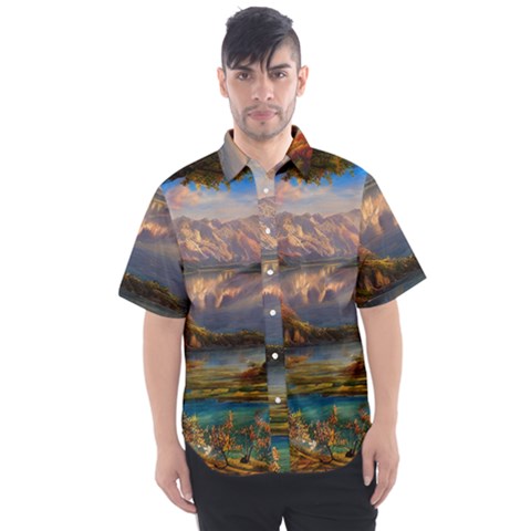 Summer Sunset Men s Short Sleeve Shirt by GardenOfOphir