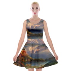 Summer Sunset Velvet Skater Dress by GardenOfOphir