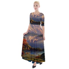 Summer Sunset Half Sleeves Maxi Dress by GardenOfOphir