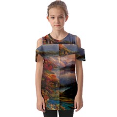 Summer Sunset Fold Over Open Sleeve Top by GardenOfOphir