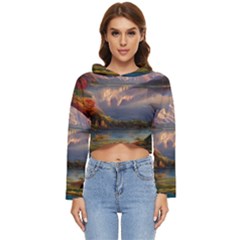 Summer Sunset Women s Lightweight Cropped Hoodie by GardenOfOphir