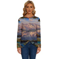 Summer Sunset Long Sleeve Crew Neck Pullover Top