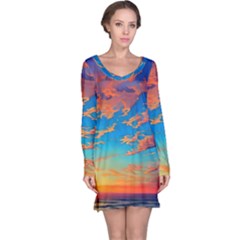 Waves Crashing On The Shore Long Sleeve Nightdress by GardenOfOphir